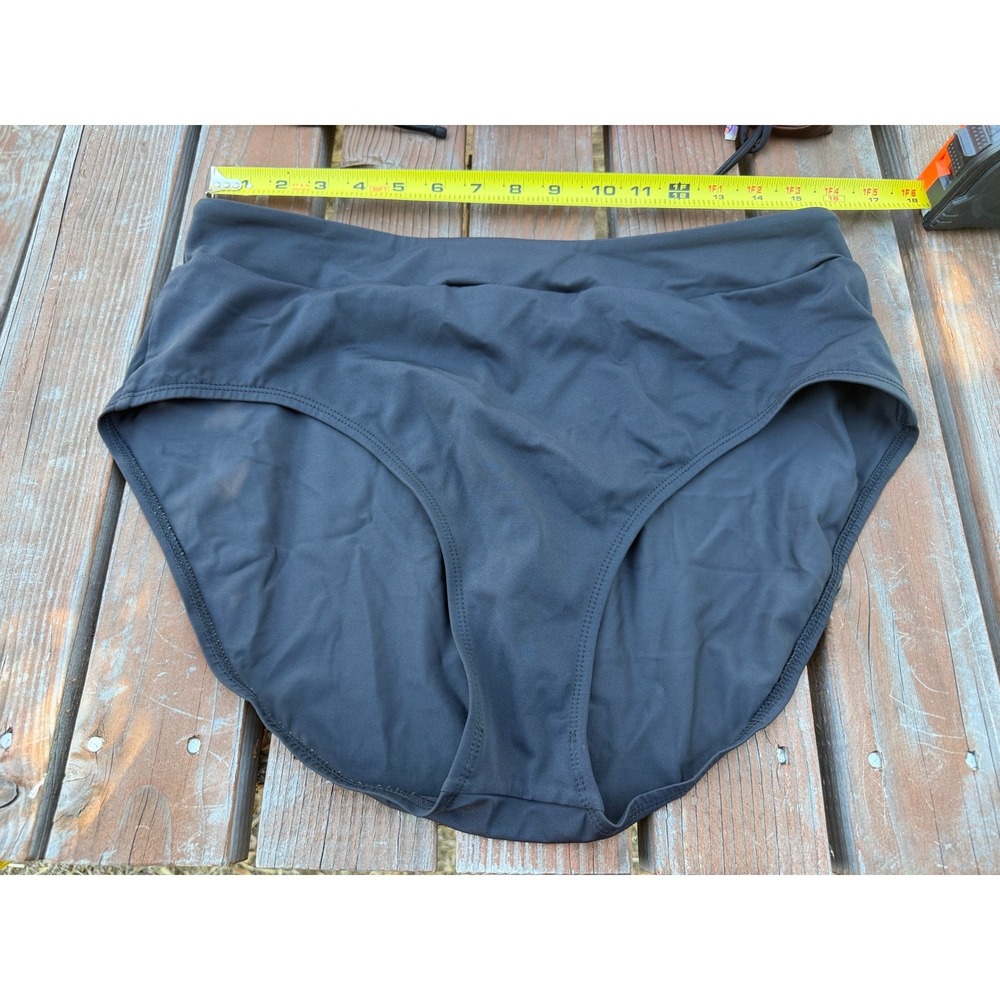 Dana Buchman Womens Black High Waisted Bikini Bottoms Swim Size 16 RN 37966